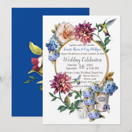 Invitation à l'aquarelle florale de l'époque victo (Devant / Derrière)