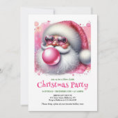 Invitation à l'aquarelle rose de Père Noël à bulle (Devant)