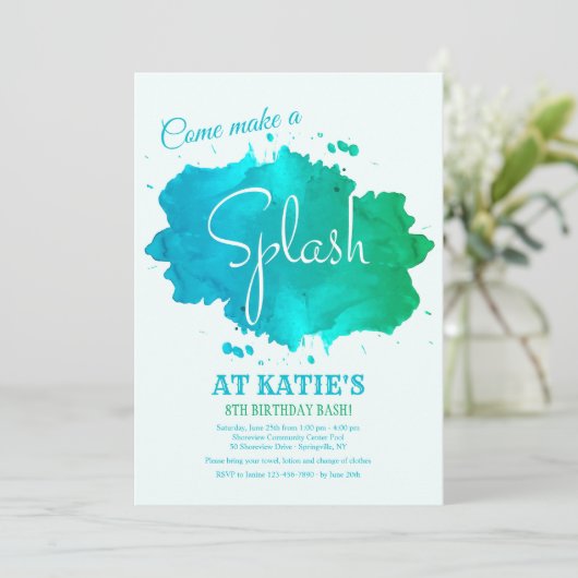 Invitation à l'aquarelle Splash (Debout devant)