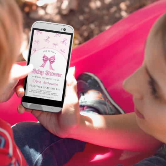 Invitation à l'arc de Baby shower rose Bow