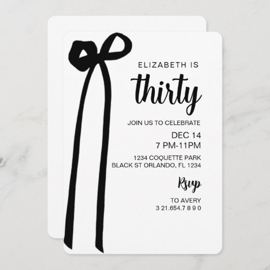 Invitation à l'arc noir Coquette, Invitation modif (Devant / Derrière)