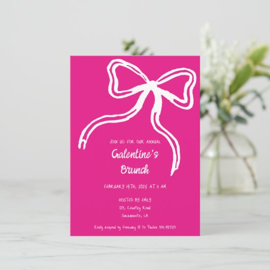 Invitation à l'arc rose dessiné à la main pour la  (Debout devant)