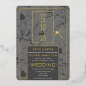 Invitation à l'ardoise à deux tons Floral & Dragon (Recto)