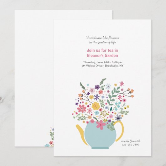 Invitation à l'arrangement de théière (Devant / Derrière)