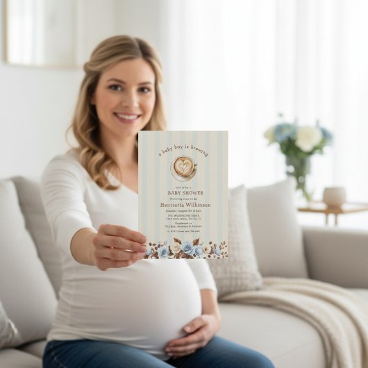 Invitation à l'arrivée d'un bébé garçon : Un cœur