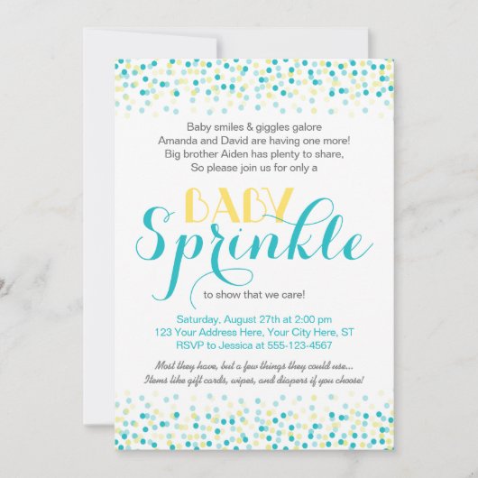 Invitation à l'arrosage de bébés ・ Confetti Design (Devant)