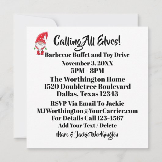 Invitation à l'Atelier du Père Noël (Dos)