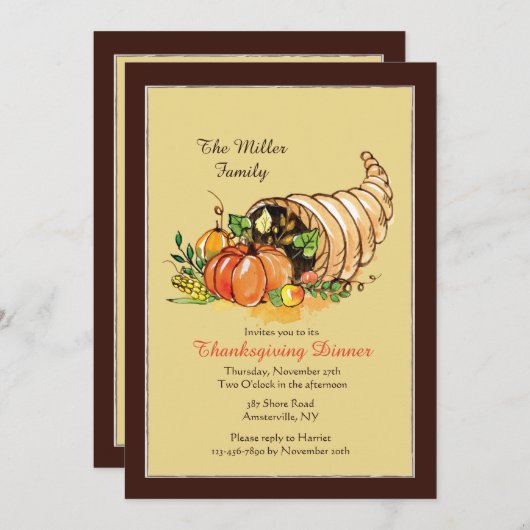 Invitation à l'automne Cornucopia (Devant / Derrière)