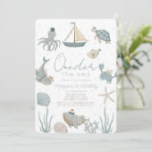 Invitation À l'avant de la mer Créatures Blue Boy 1er anniver (Debout devant)