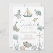 Invitation À l'avant de la mer Créatures Blue Boy 1er anniver (Devant)