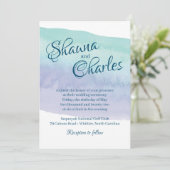 Invitation à laver l'aquarelle bleu et violet (Debout devant)