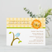 Invitation à l'baby shower à petits pois d'oiseaux (Debout devant)