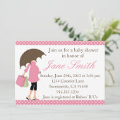 Invitation à l'Baby shower à points Polka roses et (Debout devant)