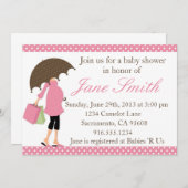 Invitation à l'Baby shower à points Polka roses et (Devant / Derrière)