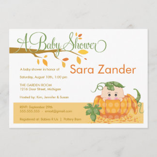 Invitation à l'Baby shower Citrouille d'automne