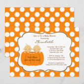 Invitation à l'Baby shower Citrouille de Twins Boy (Devant / Derrière)