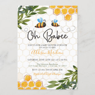 Invitation à l'Baby shower d'abeilles, Oh mon chou