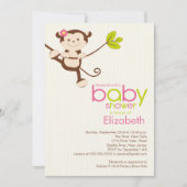 Invitation à l'Baby shower de filles de singe (Devant)
