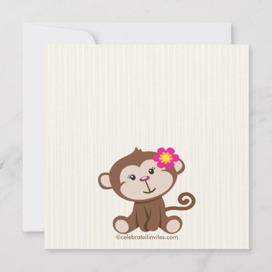 Invitation à l'Baby shower de filles de singe (Dos)