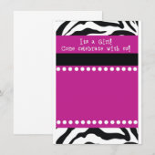 Invitation à l'Baby shower de filles Zebra (Devant / Derrière)