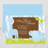Invitation à l'Baby shower de Garçon de la Jungle (Devant / Derrière)