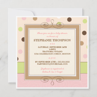 Invitation à l'Baby shower de la Polka rose de Whi