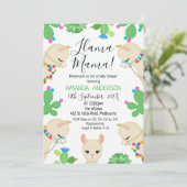 Invitation à l'Baby shower de Llama Mama neutre po (Debout devant)