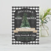 Invitation à l'Baby shower de Noël Buffalo Flannel (Debout devant)
