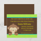 Invitation à l'Baby shower des singes Diddles (Devant / Derrière)