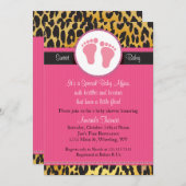 Invitation à l'Baby shower Empreinte de léopard de (Devant / Derrière)