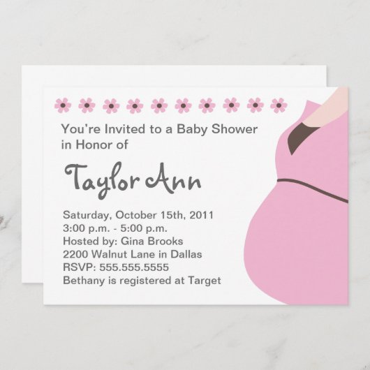 Invitation à l'Baby shower-mère attendue (Devant / Derrière)