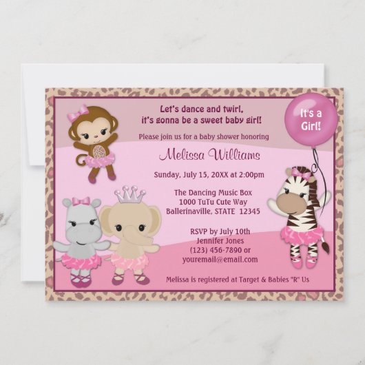 Invitation à l'Baby shower Tu te Cute MONKEY GIRL (Devant)