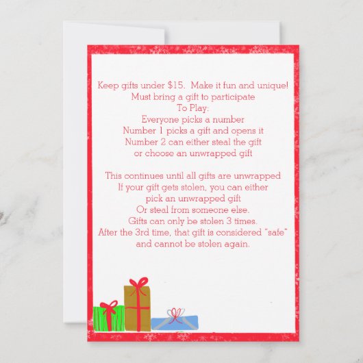 Invitation à l'échange cadeau d'éléphants blancs (Dos)