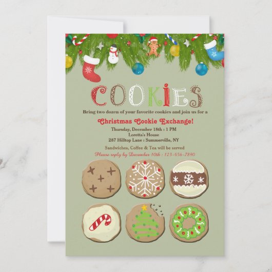 Invitation à l'échange de biscuits de fêtes (Devant)
