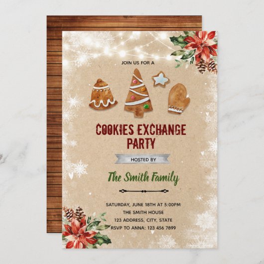 Invitation à l'échange de biscuits de Noël (Devant / Derrière)