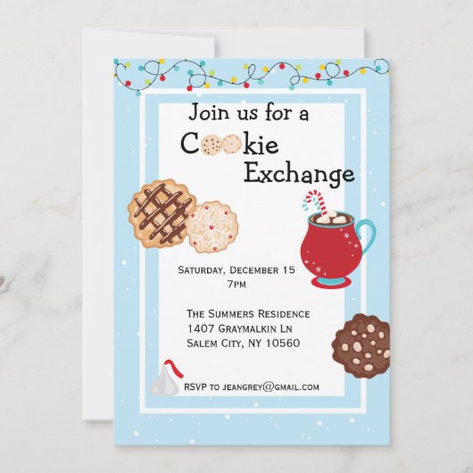 Invitation à l'échange de biscuits de Noël (Devant)