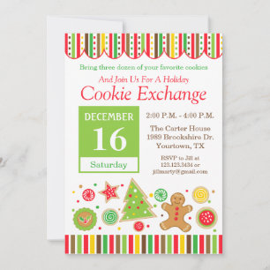 Invitation à l'échange de biscuits de Noël au pain