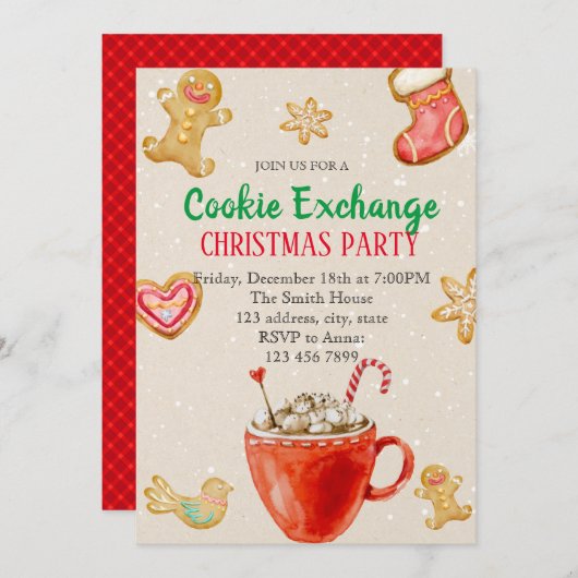 Invitation à l'échange de biscuits de vacances (Devant / Derrière)