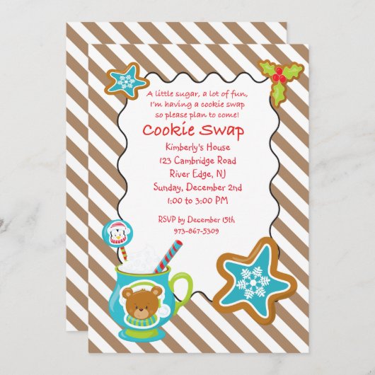 Invitation à l'échange de biscuits Hot Coco & Cook (Devant / Derrière)