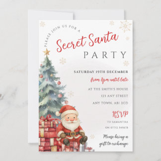 Invitation à l'échange de cadeaux de Noël Secret S