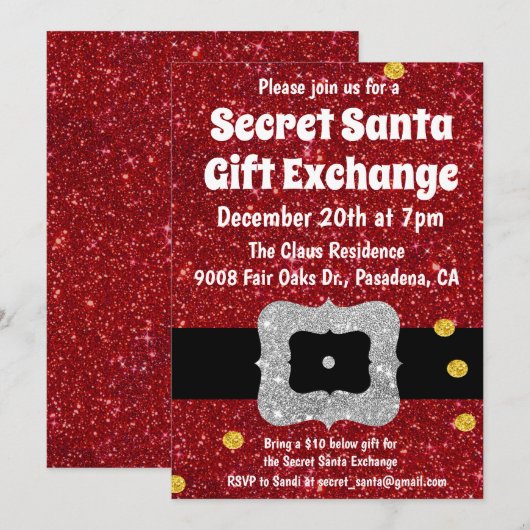 Invitation à l'échange de cadeaux de Père Noël sec (Devant / Derrière)