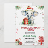 Invitation à l'échange de cadeaux éléphant blanc (Devant / Derrière)
