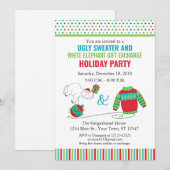 Invitation à l'échange de cadeaux éléphant blanc (Devant / Derrière)