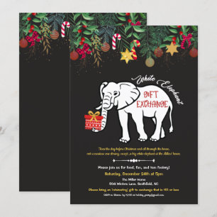 Invitation à l'échange de cadeaux éléphant blanc