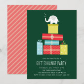 Invitation à l'échange de cadeaux éléphant de Noël (Devant / Derrière)
