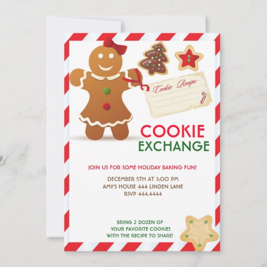 Invitation à l'échange de cookies de Noël (Devant)