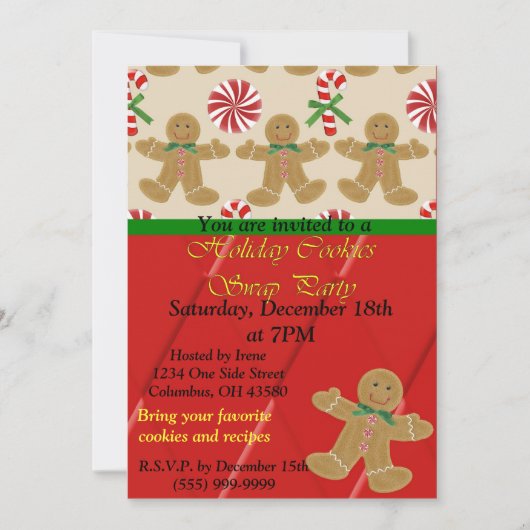 Invitation à l'échange de cookies de vacances (Devant)