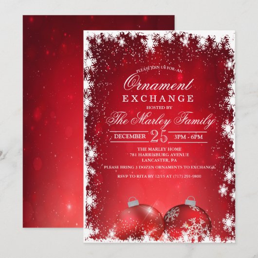 Invitation à l'échange d'ornements de Noël (Devant / Derrière)