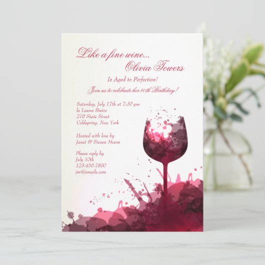 Invitation à l'éclaboussure de vin (Debout devant)