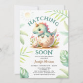 Invitation À l'éclosion bientôt ! Cute Dino Dinosaur Baby sho (Devant)